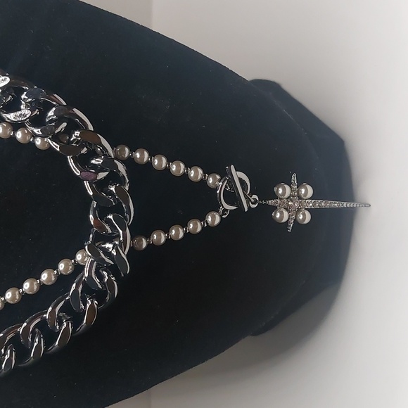 Simply Vera Simulated Pearl & Crystal Elongated Star Double Strand Necklace - Picture 4 of 17